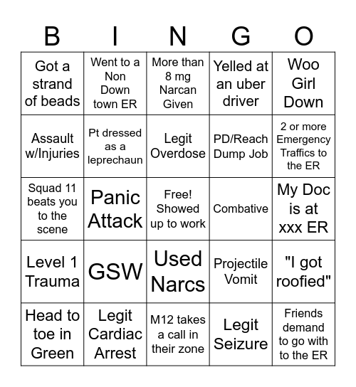 St Paddys Day Bingo Card