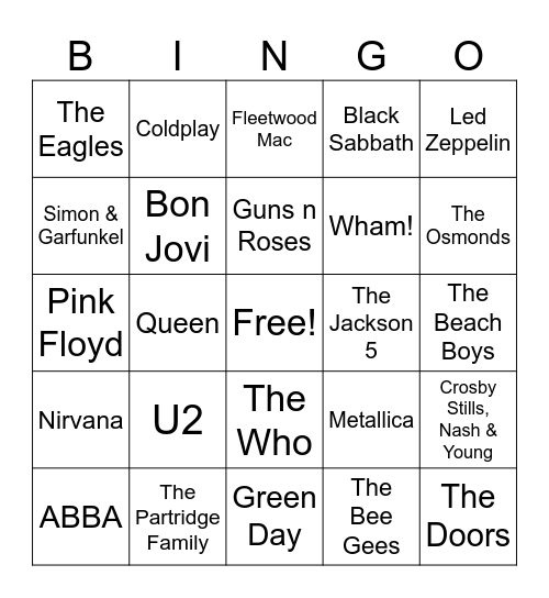 TRingo #65 Band Mates! Bingo Card