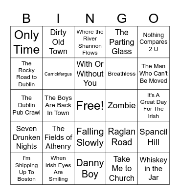 Trouvaille Music Bingo - St. Paddy's Day Bingo Card