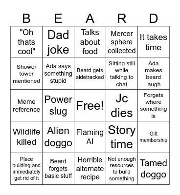 JC Satisfactory Bingo Card