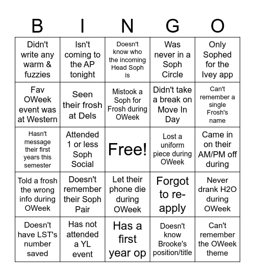 Find someone who['s]... Bingo Card
