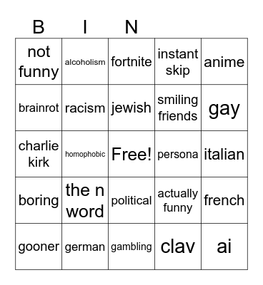philipp reels Bingo Card