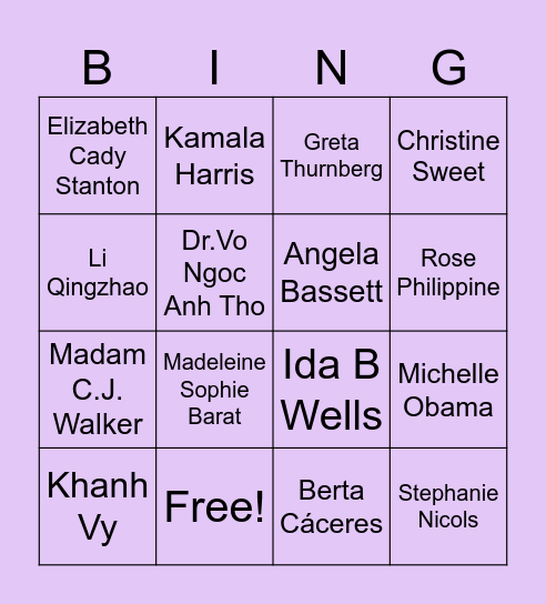 Women's History Month BINGO! Bingo Card