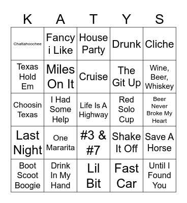 ACE Country Mix Bingo Card