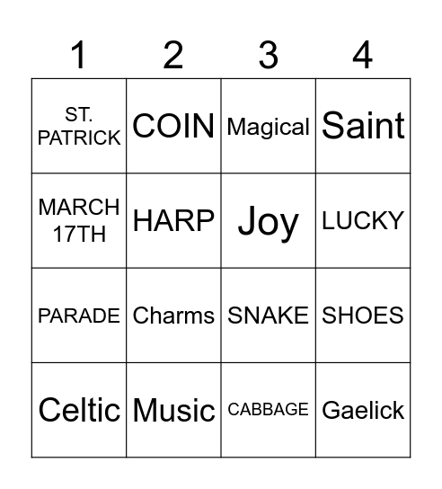 St.Patrick's Day! Bingo Card