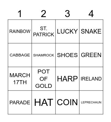 St.Patrick's Day! Bingo Card