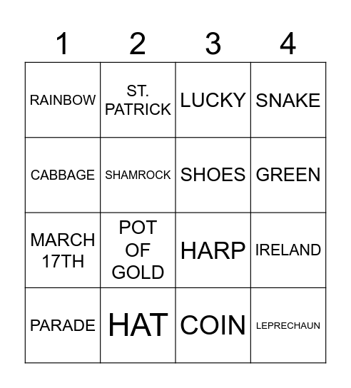 St.Patrick's Day! Bingo Card