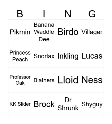 Nintendo Bingo Card