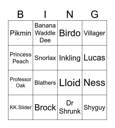 Nintendo Bingo Card