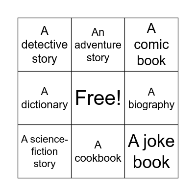 Different Types of Books Bingo! Bingo Card