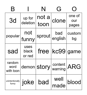 DANDY'S WORLD CREEPYPASTA BINGO Card