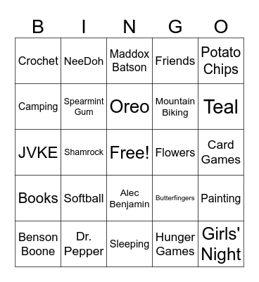 All About Sam Bingo Card