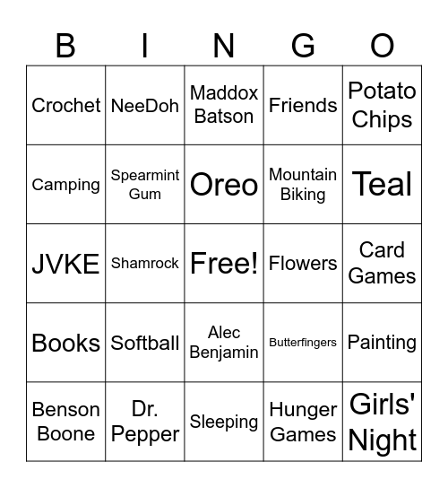 All About Sam Bingo Card
