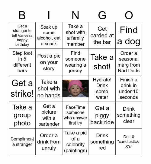 Vanessa's 21st Bingo Card