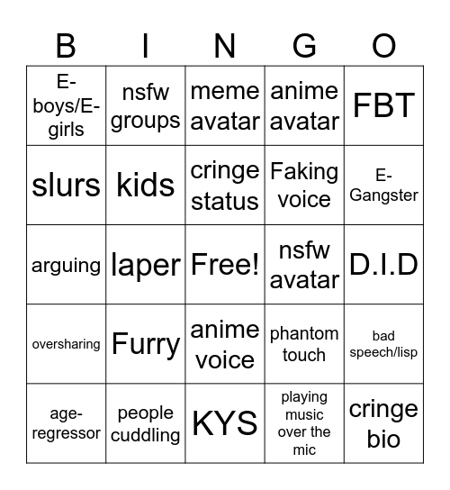^& Bingo Card