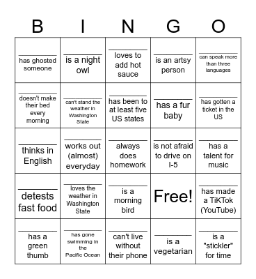 SPRING: 2026 FIND SOMEONE 5/6 Bingo Card