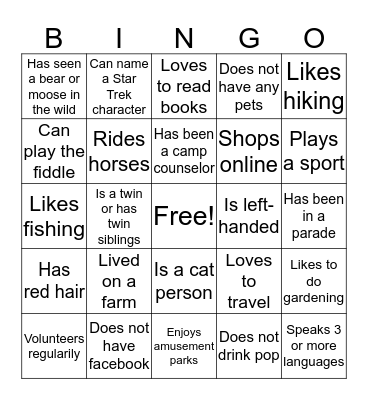 FIND SOMEONE WHO... Bingo Card