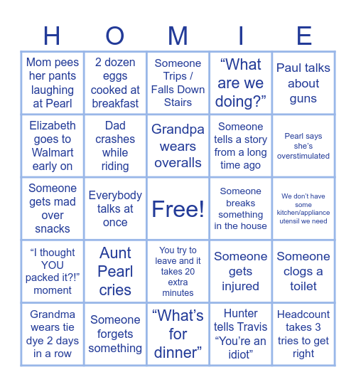 Family Bingo Card