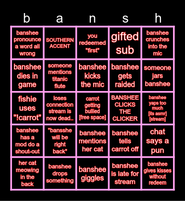 first one to complete it gets gifted from fishie! Bingo Card