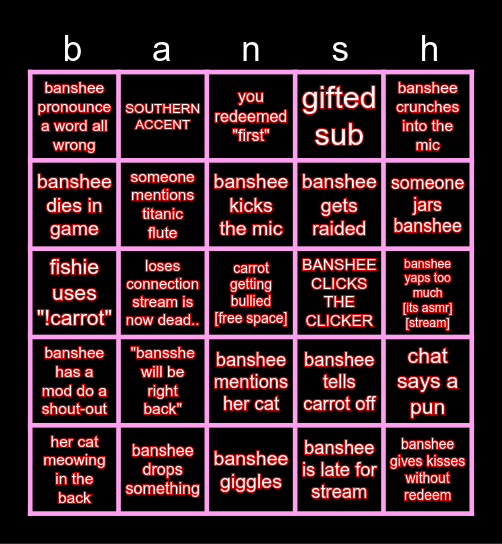 first one to complete it gets gifted from fishie! Bingo Card