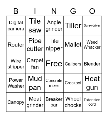 Chicago Tool Library Bingo Card