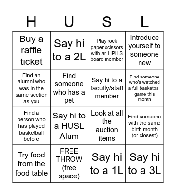 HPILS AUCTION BINGO Card