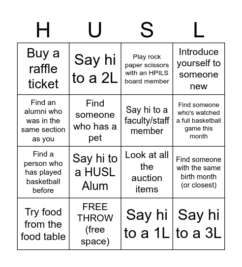 HPILS AUCTION BINGO Card