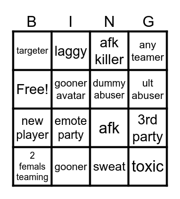 tsb bingo Card