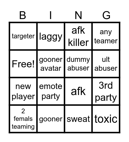 tsb bingo Card