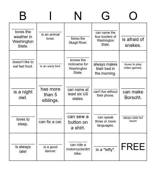 SPRING 2026 (2): FIND SOMEONE WHO / Level 4 Bingo Card