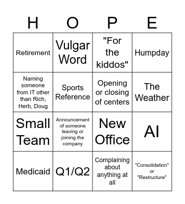 Meeting Bingo Card