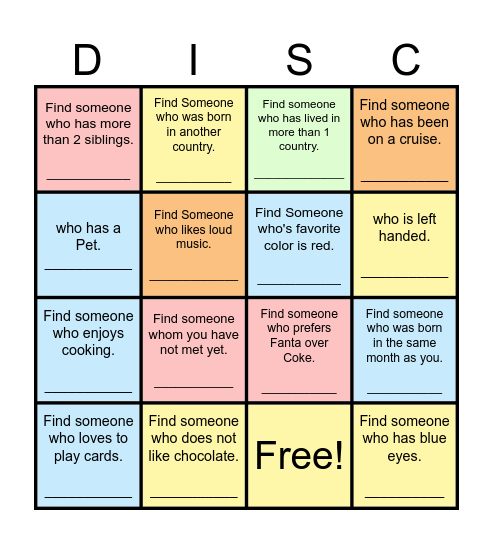 Find Someone Who... Bingo Card