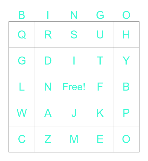 Alphabet bingo Card