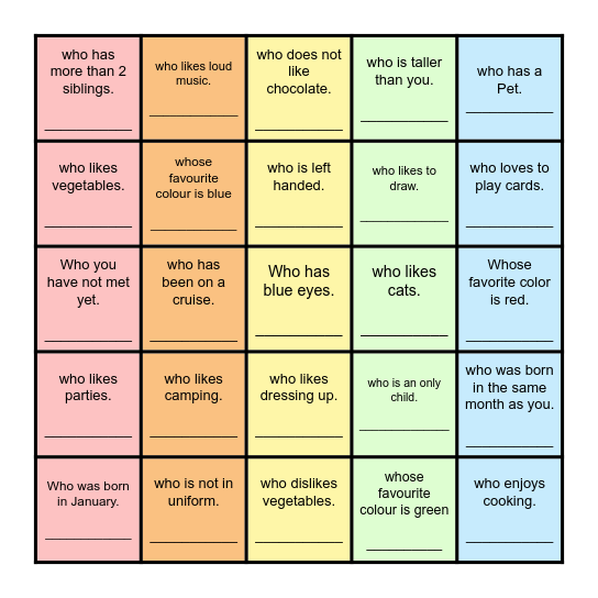 Find Someone Who... Bingo Card