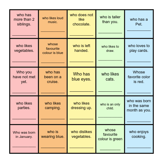 Find Someone... Bingo Card