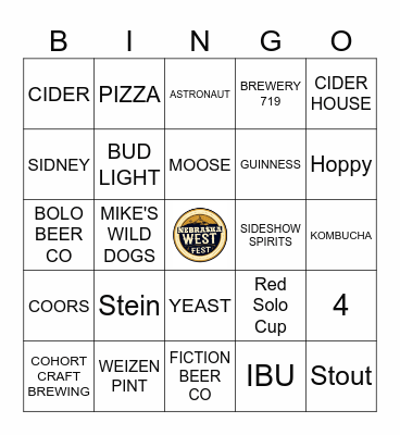 NEBRASKA WEST FEST  "BUZZED" Bingo Card