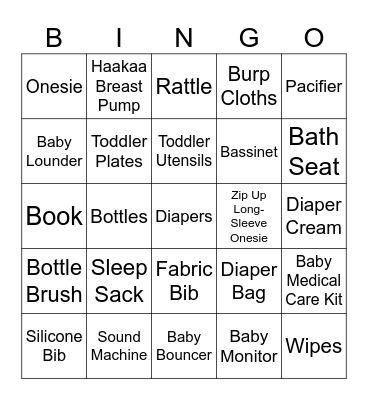 Griffith Baby Shower Bingo Card