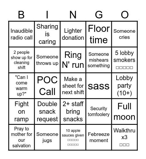 March 17 Overnight Bingo Card