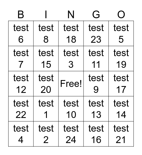 FIND A STAY Bingo Card