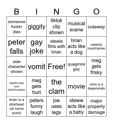 peter Bingo Card