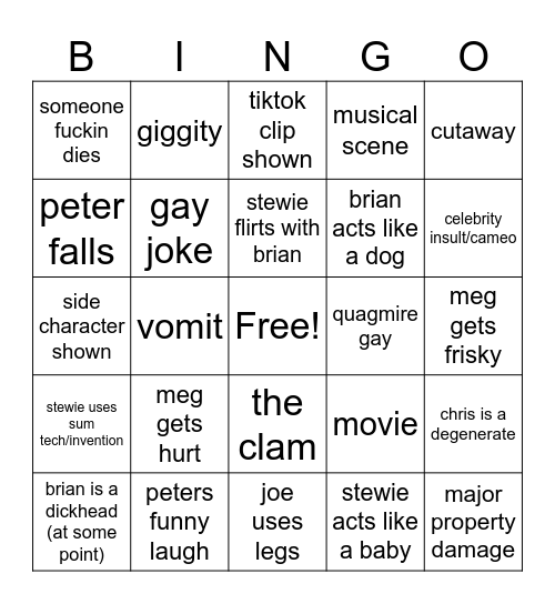 peter Bingo Card