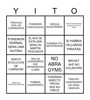 POKEMON 10MA GEN Bingo Card