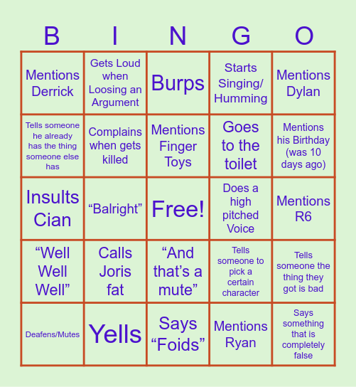 Luke Bingo Card