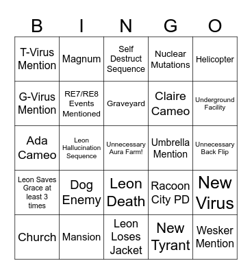 Resident Evil Requiem Bingo Card