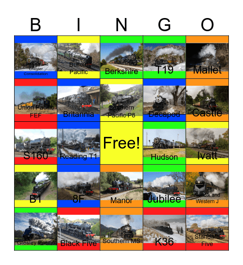 Steam Engines that I would like to paint one day Bingo Card