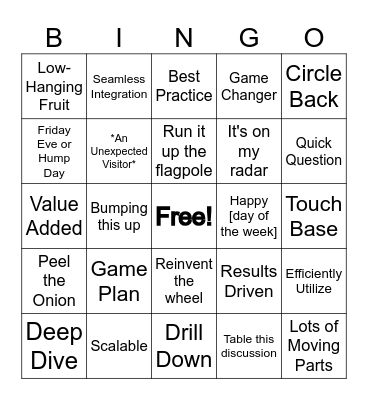 Corporate Jargon Bingo Card