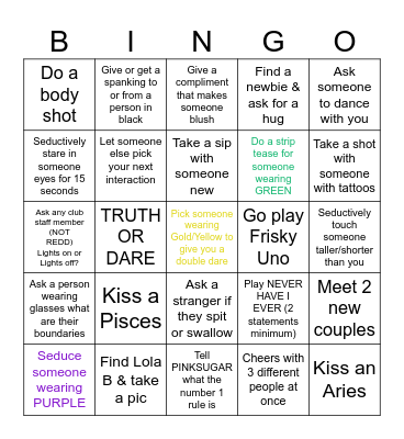 Naughty Gras Bingo ( Always ask for consent) Bingo Card