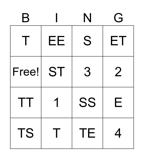Test Bingo Card
