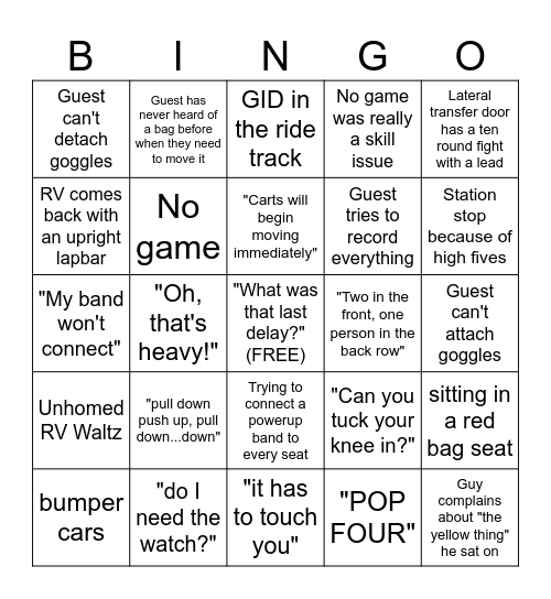 Lapbar Bingo Card