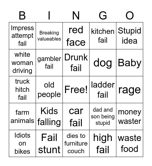 Fail comp bingo Card